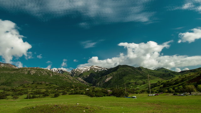 4K Timelapse. Storm clouds over the mountains Akmechet