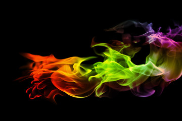 abstract colorful  Fire flames on black background