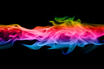 abstract colorful Fire flames on black background