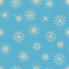 Winter seamless pattern - snowfall in retro stile. Vector EPS10. Winter background.