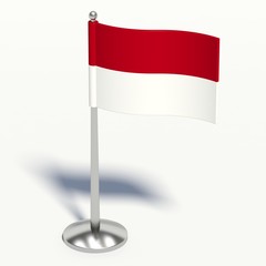 Indonesia small Flag. 3d illustration on a white background.