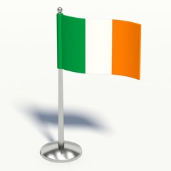 ireland small Flag. 3d illustration on a white background.