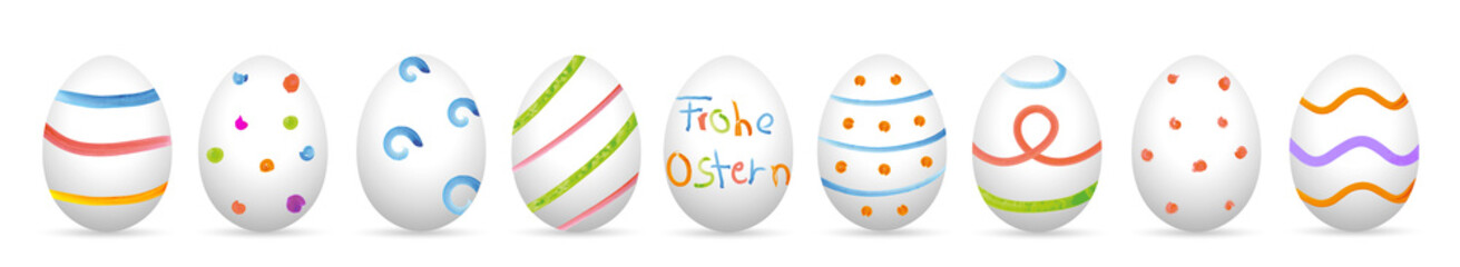 Handbemalte Ostereier Reihe bunt