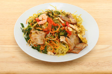Singapore noodles in a bowl