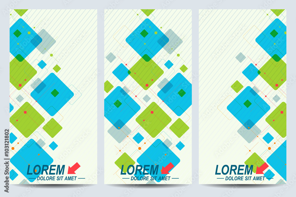 Poster set of the vector flyers. background with colorful scuares . modern stylish design