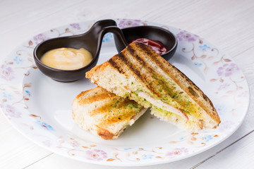 sandwich toast grilled with cheese and bacon