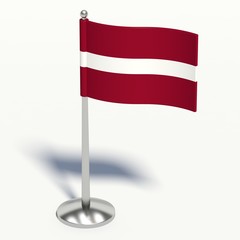 Latvia small Flag. 3d illustration on a white background.