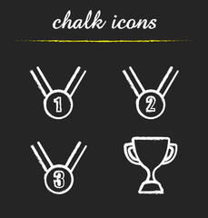 Award chalk icons set