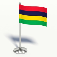 mauritius small Flag. 3d illustration on a white background.