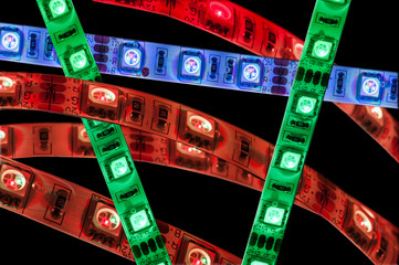 led strip rgb, red color, close up
