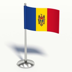 Moldova small Flag. 3d illustration on a white background.