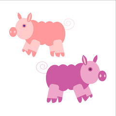 Illustration of two very cute pink piglets. Vector EPS10.