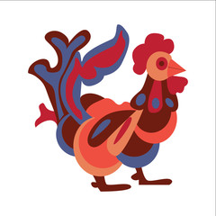 Cartoon rooster vector illustrations. Brightly colored.