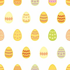 Tile vector pattern with easter eggs on white background for decoration wallpaper