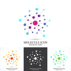 Modern set logotype icon dna and molecule. Vector template for medicine, science, technology , chemistry, biotechnology