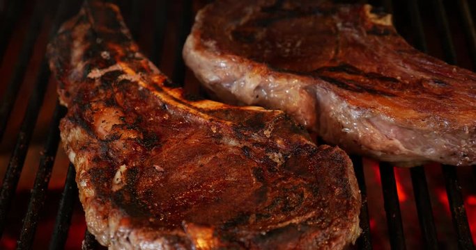 Steak on barbecue