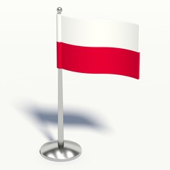 Poland small Flag. 3d illustration on a white background.