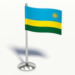 Rwanda small Flag. 3d illustration on a white background.