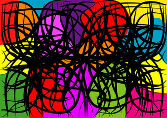 Fototapeta premium colorful abstract background in the form of black branches and colored stained glass