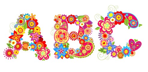 Alphabet with flowers. ABC