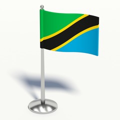 Tanzania small Flag. 3d illustration on a white background.