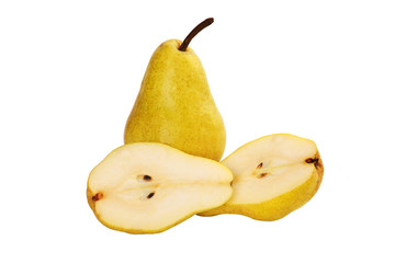 sliced pear isolated on white background