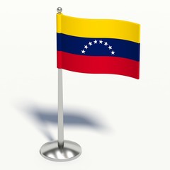 Obraz premium Venezuela small Flag. 3d illustration on a white background.