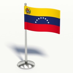 Venezuela small Flag. 3d illustration on a white background.