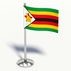 Zimbabwe small Flag. 3d illustration on a white background.