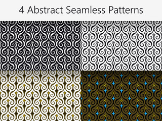Set of 4 Abstract Vintage Seamless Patterns