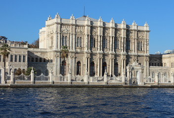 Fototapeta na wymiar Dolmabahçe Palace as seen from the Bosporus