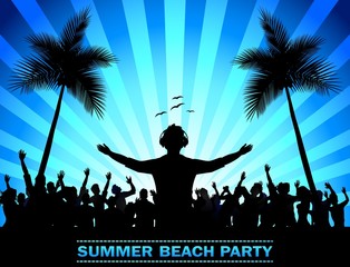 Summer beach party with dance silhouettes