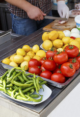 salad ingredients in traditional Turkish fast food restaurant ,k