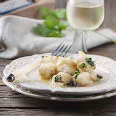 Italian traditional codfish with onion and parsley