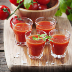 Bloody mary cocktail on the wooden table