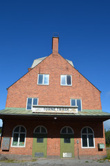 Old brick station building in Torneträsk, Swedish subarctic Lapland