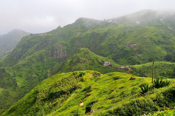 Scattered home son a mountain