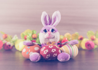 Easter bunny with eggs.