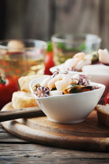 Seafood salad with white wine