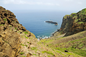 Volcanic islet in a bay