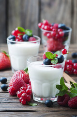 Healthy yougurt with mix of berry