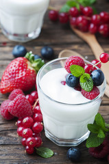 Healthy yougurt with mix of berry