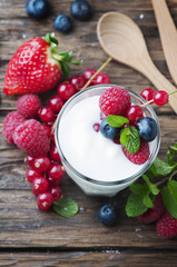 Healthy yougurt with mix of berry