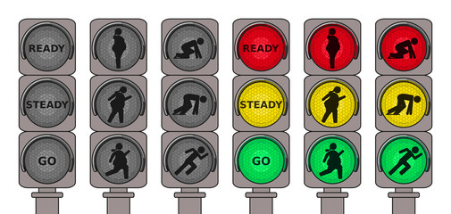 Traffic lights for running pedestrians - obrazy, fototapety, plakaty
