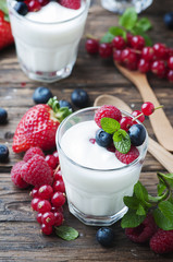 Healthy yougurt with mix of berry
