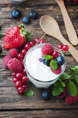 Healthy yougurt with mix of berry
