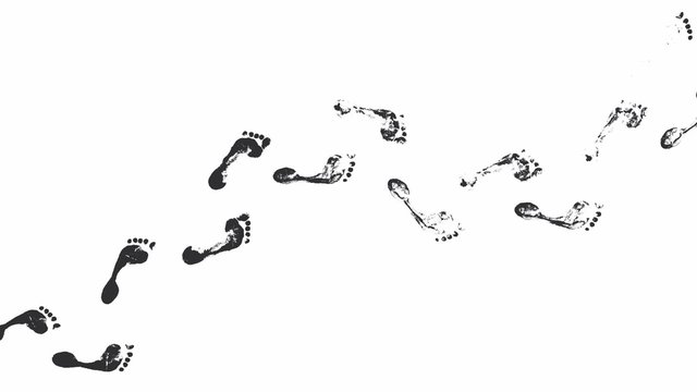 Black foot prints on white background. 