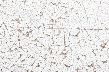 Grunge peeling white paint wood texture.