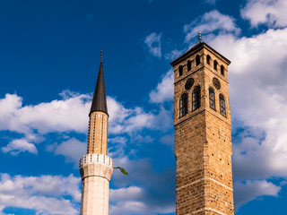 Mosque tower in Sarajevo, Bosnia and Herzegovina