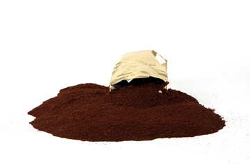 Kaffepackung ausgeschüttet